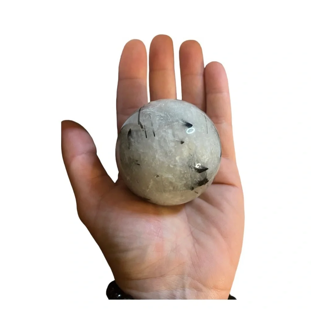 Tourmilated Quartz Sphere with stand - Picture 2 of 2